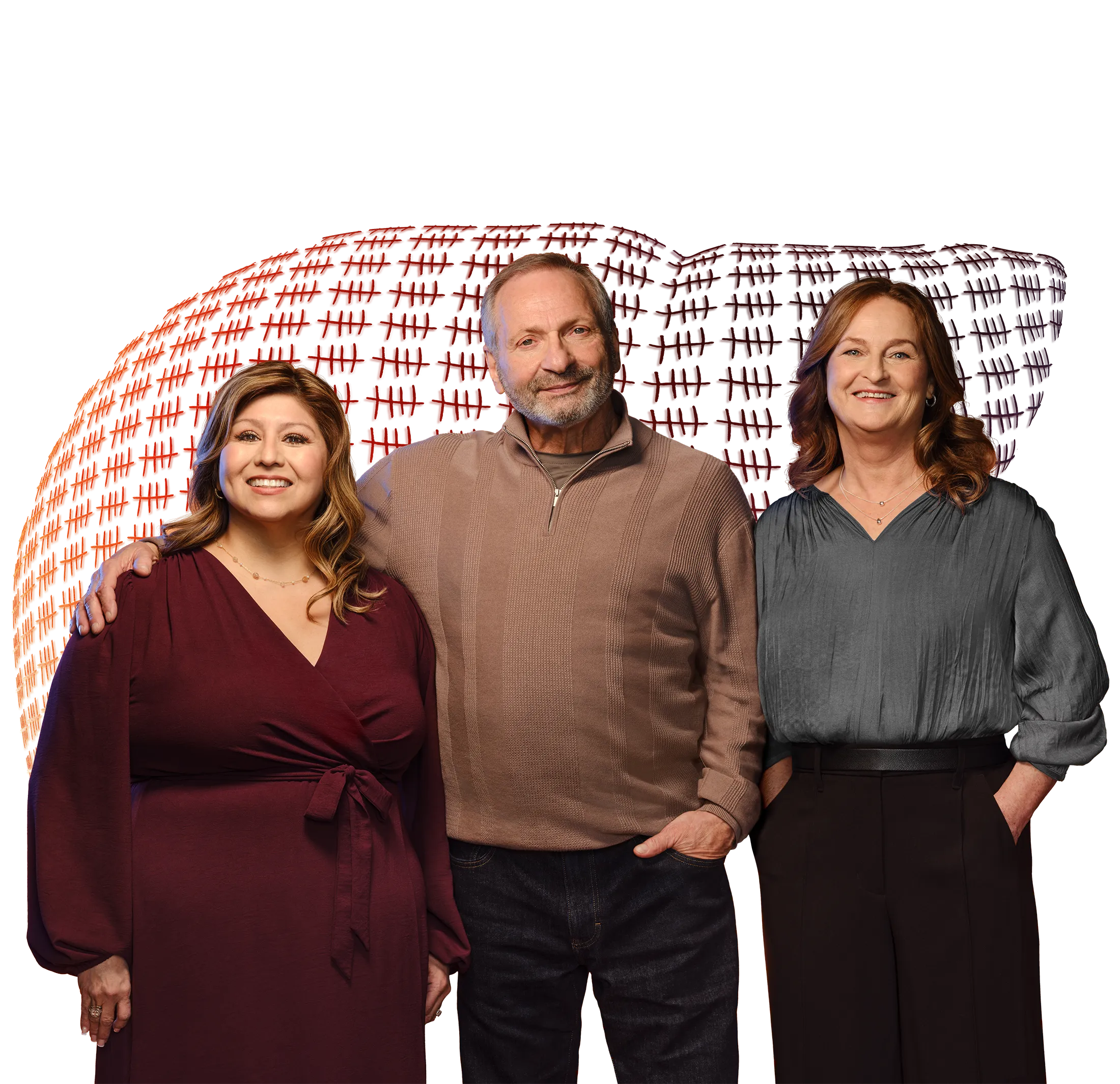 A group of 3 people standing together